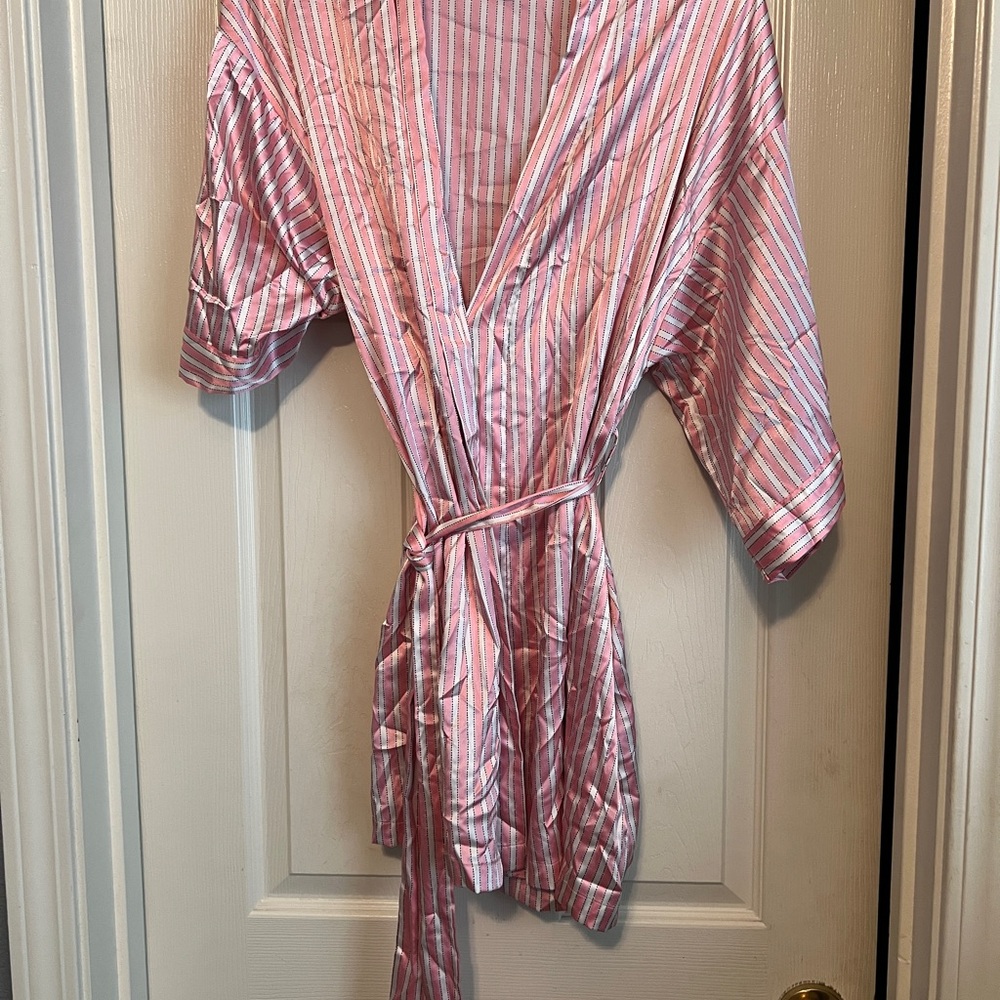 Victoria's Secret Pink and White Striped Robe